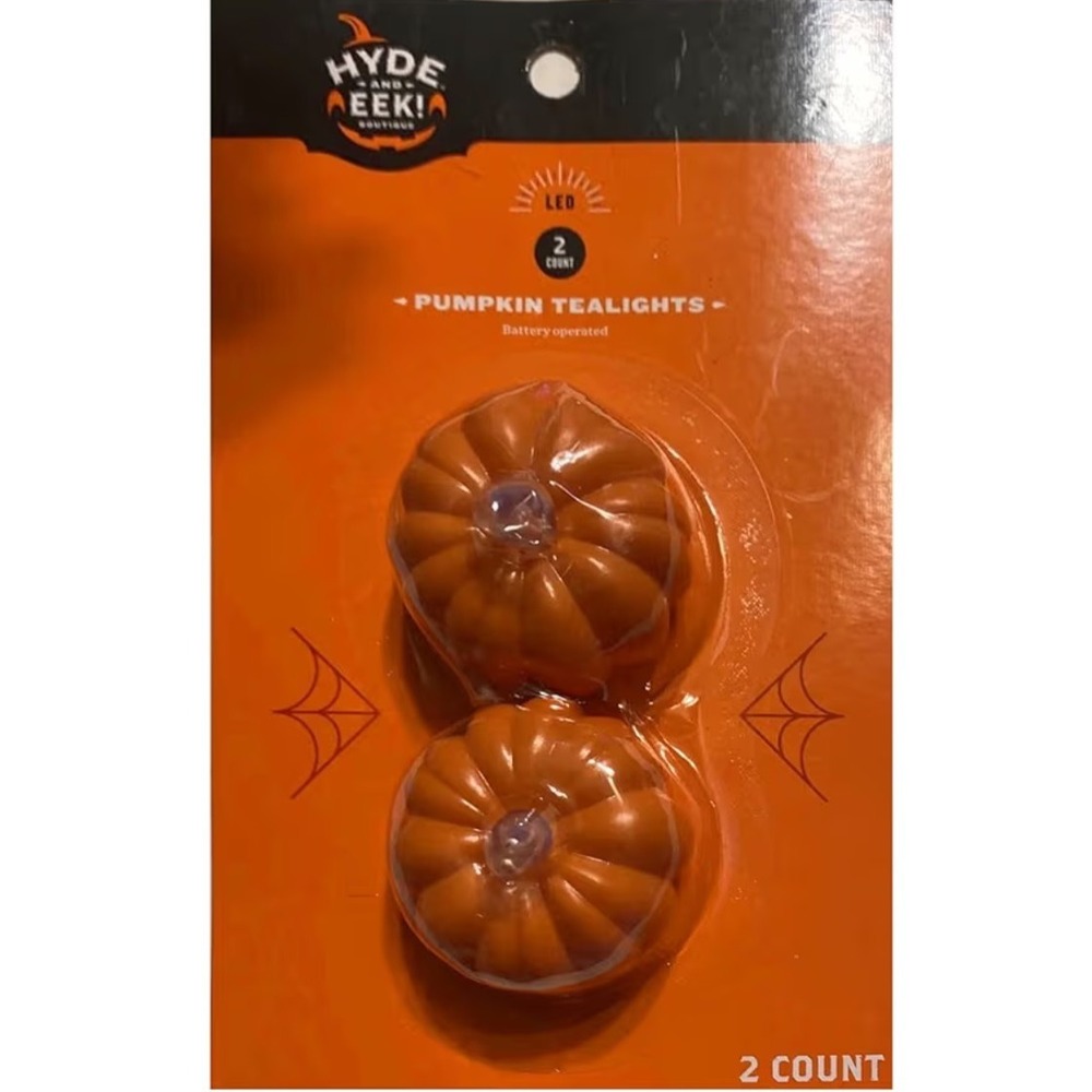 Halloween Pumpkin Tea Lights  2pk LED Decor Hyde & EEK! Boutique™ Prop